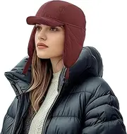 [Clakllie] Russen Men's Winter Bomber Hats, Aviator Hat, Trapper Hat, Windproof Winter Hat with Ear Flaps, Peaked Cap, Warm Hunting Hat for Skiing, Ice and Other Outdoor Activities