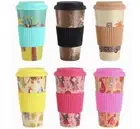 Arty Reusable Bamboo Fibre Coffee Cups With Silicone Lid