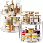 2pcs 2 Tier Lazy Susan Turntable Organizer, 10.6'' Rotating Spice Rack Organizer