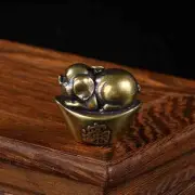 Vintage Style Solid Brass Copper Mini Zodiac Pig Statue for Home Decoration