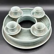 Studio Art Pottery Stoneware Decorative Large Round Candlestick Holder signed