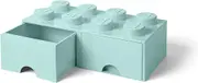 Lego Room Copenhagen Brick 8 Knobs, 2 Drawers, Stackable Storage Box, 9.4 l, (Mint Green), Aqua Light Blue, 50 x 25 x 18 cm