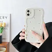 ZTOFERA for iPhone 11 Case, Cute Curly Wave Frame Daisy Pattern Liquid Silicone Case, Soft Shockproof Protective Bumper Cover for iPhone 11 - White
