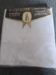 Wondercale by Springmade Double Flat Sheet White with White Accent USA
