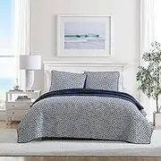 Nautica - Quilt Set, Soft Bedding with Matching Sham, Rounded Corner, Reversible Design (Lockridge Navy, Twin)