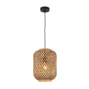 Cesta Bamboo Cage Pendant Light - Natural Brown/Black Highlights