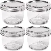 Wide Mouth Mason Jar 8 Oz - (4 Pack) - Wide Mouth Mason Jars with Airtight Lids