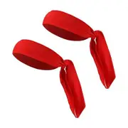 2 Pcs Adjustable Soft Sport Headband, Sweat Wicking Gym Tennis Tie Sweatband for Men Women - Red