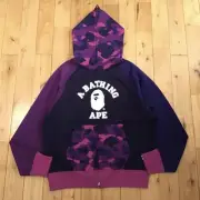 Purple Camo College Logo Hoodie M Size A Bathing Ape Bape Full Zip Vape