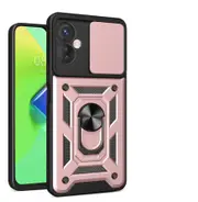 case For Tecno Spark 9 Pro Slide Camera Lens Protection and Built in 360 Rotatable Ring Holder - Rose Gold