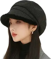 [Rungion] Winter Thick Newsboy Hat Stylish Plush Cabbie Gatsby Cap Visor Beret Hat Ladies Winter Fall Warm Painter Hat