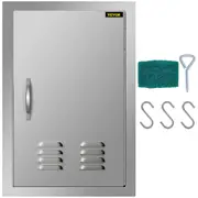 Outdoor Kitchen 14W x 20H Inch Wall Construction Stainless Steel Flush Mount for BBQ Island, Single Door with Vents