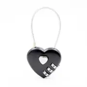 3PCS Bag Luggage Backpack Zinc Alloy Love Heart-shaped Simple Password Lock Combination Lock Padlock black
