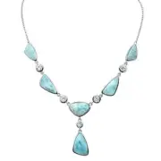Natural Larimar .925 Sterling Silver Pendant Necklace