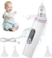Electric Nasal Aspirator for Baby, Nose Sucker for Toddlers with 3 Silicone Tips, Baby Snot Sucker 3 Suction Levels, Automatic Nose Cleaner with Light and Music, Baby Nasal Aspirator Battery Operated