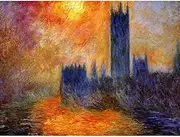 Claude Monet House Of Parliament Sun 1 Old Master Painting Art Print Poster Wall Decor 12X16 Inch