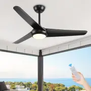 Ceiling Fans with Lights,52 inch Black Ceiling Fan with Light and Remote,6 Sp...