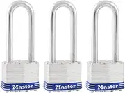 Master Lock 1TRILJ Outdoor Padlock with Key, 3 Pack Keyed-Alike,Silver