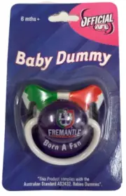 FREMANTLE DOCKERS AFL TEAM 1997 - 2010 LOGO INFANT BABY DUMMY PACIFIER +6 MONTHS