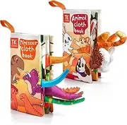 Baby Soft Cloth Book Newborn,Newborn Stroller Car Seat Hanging Toys, 3D Animal Tails Crinkle Sensory Books for Babies,Baby Activity Toy Gifts for Toddler Infants Kids 0,3,6,9,12 Months(2 Pack)