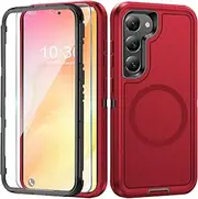 Mobile Phone Case for Samsung Galaxy S23 Plus 5G Case with Screen Protector, 360° Shockproof Robust Armour Case for Samsung S23 Plus 5G Case Cover Protective Case with Magnetic (Red, for Samsung