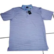 NWT Dunning Golf CoolMax Fragment Poppy Striped Polo Shirt Men's Size Small