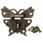 Retro Vintage Butterfly Latch Hasp Wooden Jewelry Box Case Lock Pad Chest Lock