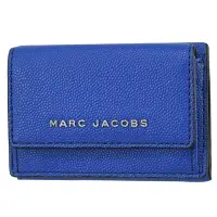 在飛比找Yahoo奇摩購物中心優惠-MARC JACOBS 金屬LOGO迷你三折釦式零錢短夾(藍