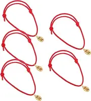 BELLIFFY 5pcs Adjustable Handmade Cat and Dog Necklace Versatile Pet Jewelry with Bell Durable Red Rope Collar for Small Dogs and Cats Charming Accessory for Pet Decoration