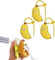 Banana Toothbrush Cover with Toothpaste Dispenser,Fun Banana Fruits Toothbrush Cover,Portable Toothbrushprotector Cap Brush Pod Case,Tooth Brush Travel Case Protector,for Home Travel Outdoor (Yellow)