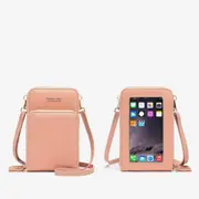 Women PU Leather Touch Screen Phone Bag Purse Crossbody Phone Wallet Bag Pouch Pink