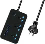 Power Board Universal, Power Strip 1.8M Extension Cord with 3 AC Outlets and 6 USB Charging Ports, Overload Protected, 3 Pin AU Plug Multi Travel Powerboard Socket for Home Office Dorm Room Essentials