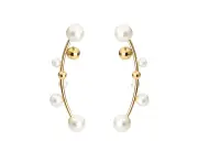 Culturesse Ines Climber Earrings Titanium Steel Marjorie Pearls 18K Gold Plating