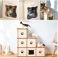 在飛比找Yahoo!奇摩拍賣優惠-熱銷 得酷 瓦楞紙雙層貓屋組合貓抓板DIY階梯貓咪家二層三層