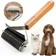 2 in 1 Undercoat Rake for Dogs and Cats, Professional Grooming Brush Wood