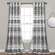 Lush Decor Hygge Geo Room Darkening Window Curtain Panel Pair, 84" x 52", Black & White