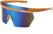 [HPIRME] Vintage Rimless Oversized Square Shield Sunglasses For Women Sport Driving Sun Glasses Men Punk Mirror Eyewear Uv400