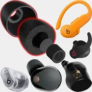 CharJenPro AirFoams Pro Universal Memory Foam Ear Tips w/Silicone Shield Patented for Sony WF-1000XM5, WF-1000XM4, Beat Fit Pro, Beats Studio Buds Plus, Flex. Replacement. Kickstarter. (SML), Black