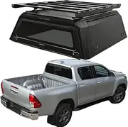 ATATNK Custom 4x4 Truck Camper Hilux Canopy Pickup Hardtop Aluminum Half Height Canopy Topper Hard Tri Fold Tonneau Cover Compatible for Hilux Ranger Raptor