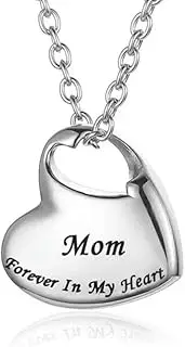 DOTUIARG Forever in My Heart Carved Locket Stainless Steel Cremation Urn Necklace for Ashes Urn Jewelry Memorial Pendant for Mom Dad