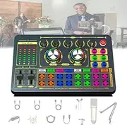 Professional Audio Mixer Bundle,with Dual Camera Fill Light and Desktop Stand,8 Modes,16 Sound Effects,Noise Reduction Bluetooth Live Sound Card Audio Mixer,for Live Streaming,combo2
