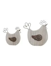 [Willow & Silk] Set of 2 Chook Ornaments in Natural/Rust