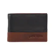Pierre Cardin Rustic Leather Men's 2 Tone Slim Bi-Fold Wallet - Black Cognac
