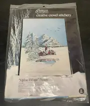 1974 Paragon Needlecraft Alpine Village 18"x24" Creative Crewel Stitchery NEW