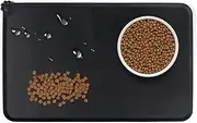 Pet Waterproof Feeding Mat Tray, Proxima Direct Silicone Dog Cat Bowl Mat, Dog Food Mat,Silicone Non Slip Place mat for Pet Food(18.7" x 11.81") (Black)