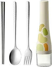 Acunny Children's Forks and Spoons, Toddler Forks and Spoons, Chopsticks Utensil - Travel Castler Set Portable Case for Outdoor Camping Travel