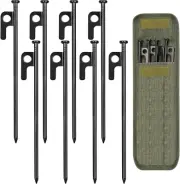 Heavy Duty Tent Stakes Kit – 8-Pack Steel Pegs with Carry Bag for All Ground Typ