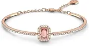 Swarovski Una Bangle Bracelet, Pink Octagon Cut Crystal and White Pavé Crystals in a Rose Gold-Tone Plated Setting