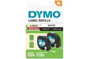 Dymo: LetraTag Plastic Tape - White 2 Pack (12mm x 4M)