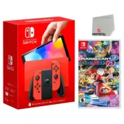 Nintendo Switch OLED + Mario Kart 8 Deluxe, Sentriq Screen Cleaning Cloth Bundle